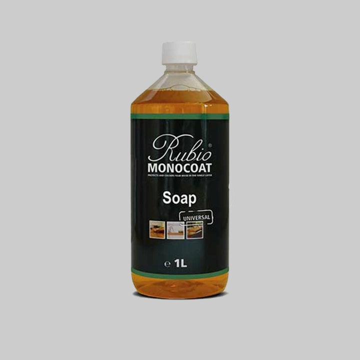 Bottle of Rubio Monocoat Soap on a gray background