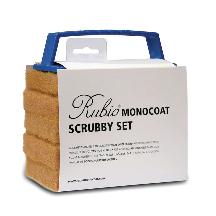 Rubio Monocoat Scrubby Set packaging with scrubber sponges for oil application 